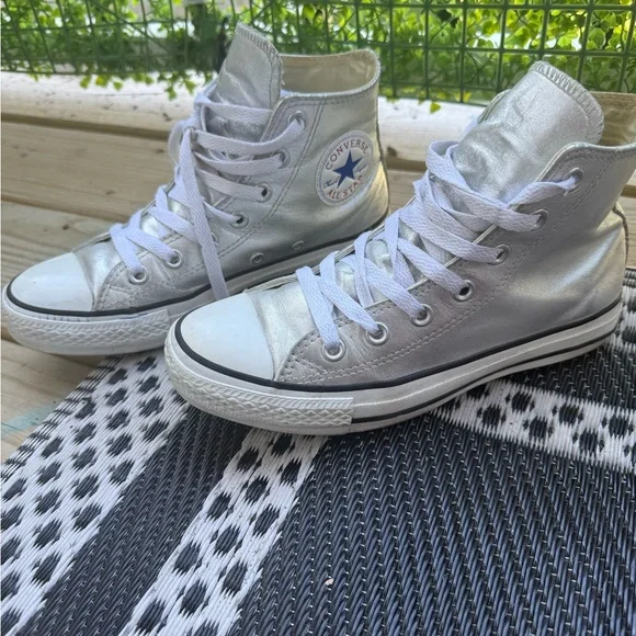 Converse Shoes Converse Silver White Hightop Sneakers Mens